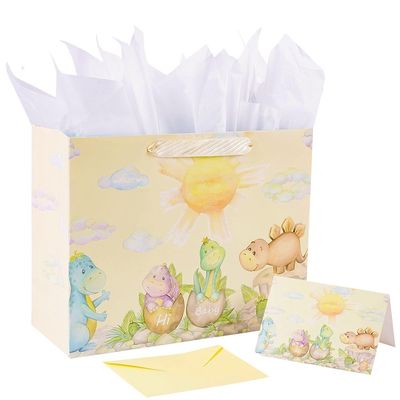 quality Sac en papier pliable pour bébé né dessin animé cadeau avec votre propre logo sur le carton d'ivoire factory