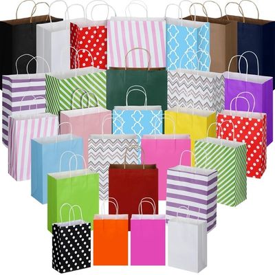 quality Fabriqué à la main Biodégradable écologique Pastel rayé Bonbons Doux Tote Shopping Sacs en papier kraft factory